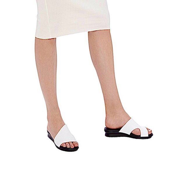 Arche Aurane Leather Slide Sandals in White/Black Size 9.5 - Picture 3 of 11